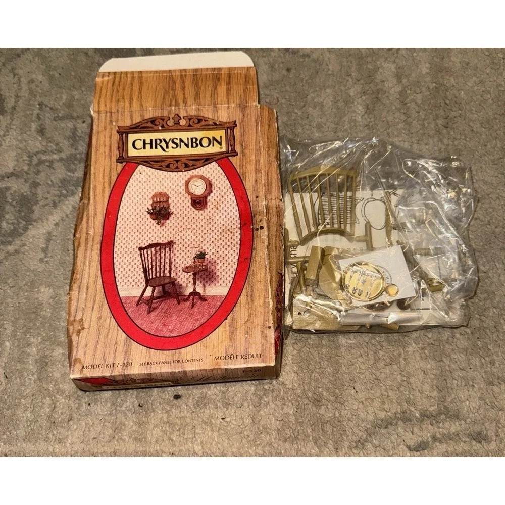 Miniature Dollhouse Chrysnbon Kit‎ /Candlestand Table Clock Chair Rack Kit-F120